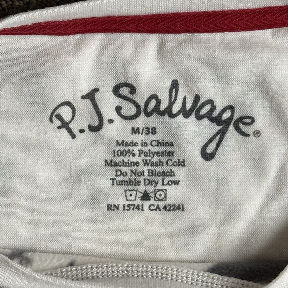 PJ Salvage Fleece Top Pajamas White Moose Winter Outdoors Long Sleeve Sz M - Picture 8 of 14